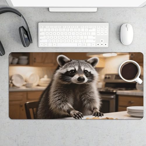 Desk Pad Protector 24x12 Inch Raccoon Reaches