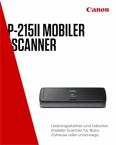 Canon P-215II imageFORMULA Scanner Dokumentenscanner (Duplex Einzug, 600 DPI, Farbscan, Canon CaptureOnTouch Software, Lite Presto! BizCard Reader, Reader PaperPort) schwarz, 9705B003