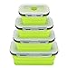 Collapsible Bento Box,Made of Food Grade Silicone Folding Reusable Food Storage Container,Easy Cleaning Insulted Bento Lunch Box(4 Pack)