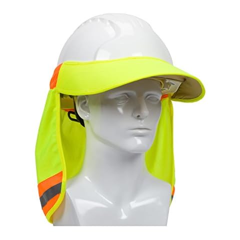 EZ-Cool 396-800-YEL Hi-Vis Hard Hat Neck Sun Shade With Visor, Large, Yellow (Тwо Расk) Cover