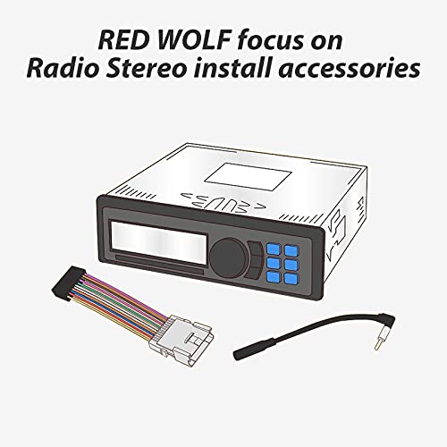 Red Wolf Car Stereo Wiring Harness Antenna Adapter Plug Compatible With Dodge Ram 2013-2020, Jeep 2014-2020, Chrysler 2015-2020 Aftermarket Stereo Nav Cable Connector No Factory Premium Amp #TOP4