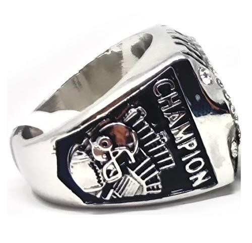 Legacy Rings Fantasy Football Championship Ring | No Year | Football Shaped with Clear Display Stand | Size 9-15 (10, Blue)