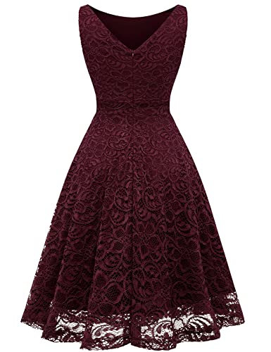 Bbonlinedress Lace Cocktail Short Prom Bridesmaid Formal Wedding Guest Homecoming Dress Burgundy L #TOP2