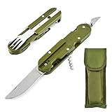Ustensiles de camping Portable Folding Travel Ustensiles Couverts Fourchette Cuillère Couteaux Combo Set pour Backpacking Repas Aliments 5 en 1 Amovible
