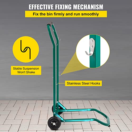 Vevor Heavy-Duty Steel Recycling Cart, 22.8 X 15.7 In Moving Bin Cart W/ 4 Wheels & 220 Lb Load Capacity, Easy Assembly & Weatherproof, Well-Built Hook For Simple Recycle Bin And Recycle Caddy, Green #TOP2