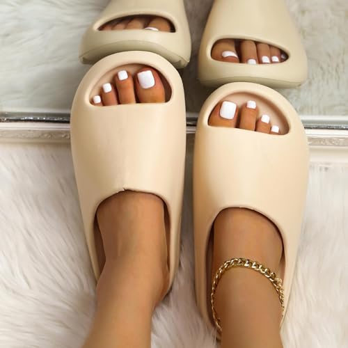 youermei Unisex Pillow Slippers Slides for Women and Men, EVA Comfort Super Soft Quick Drying Rubber Shower Cloud Slides, Lightweight Spa Massage Summer Sandals for Adult Couples Indoor and Outdoor