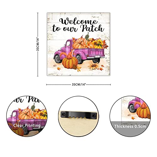 Panneau en bois Welcome to Our Patch déco citrouille gnom - 3