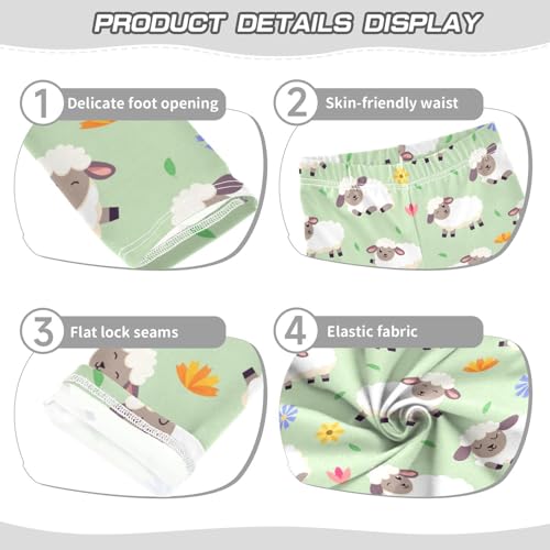 Cute Sheep Flower Girls Leggings,Workout Leggings for Girls Toddler Athletic Leggings Size for 3-10T3