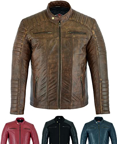 Chaqueta de cuero informal para hombre - Piel de oveja suave genuina estilo motocicleta