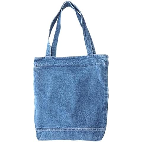 YunZh Canvas Bag Denim Tote Shoulder Handbag Shopping Travel Pockets Reusable Grocery Bags Cover