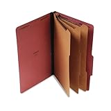 Universal Pressboard Classification Folder, Legal, Eight-Section, Red, 10/Box (10295)