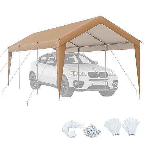 COSTWAY Carport Zeltgarage, Maße: 301 x 600 x 285 cm, tragbares Garagenzelt mit verzinktem Metallrahmen & wetterfester Abdeckung, Autounterstand für PKWs, Boote & große Maschinen für den Außenbereich