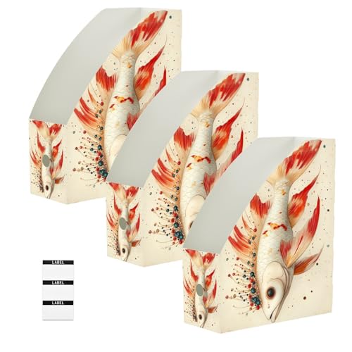 Dossier pliable pour magazines lot de 3 organiseurs de bureau au motif poisson blanc 23x31 cm