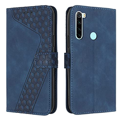 OKZone Cover per Xiaomi Redmi Note 8/Redmi Note 8 2021, Custodia in PU Pelle per Xiaomi Redmi Note 8/Redmi Note 8 2021, Custodia a Libro Folio Portafoglio con Magnetica Wallet Case Flip Cover (Blu)