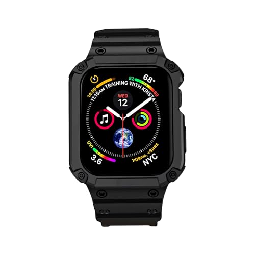 Gshield Pulseira + Case Survivor Compatível com Apple Watch (Preta, 46mm)