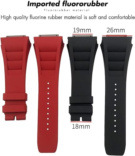 Bracelet montre 19mm rouge avec interface métallique RM035 RM011 - 3