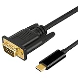 USB-C to VGA,CableCreation Type C (Thunderbolt 3) to VGA 6FT Cable,Compatible with MacBook Pro 2016,MacBook Air/iPad Pro 2018,Surface Book 2,Chromebook Pixel/Dell XPS 13/Yoga 910/Galaxy S8+,Black