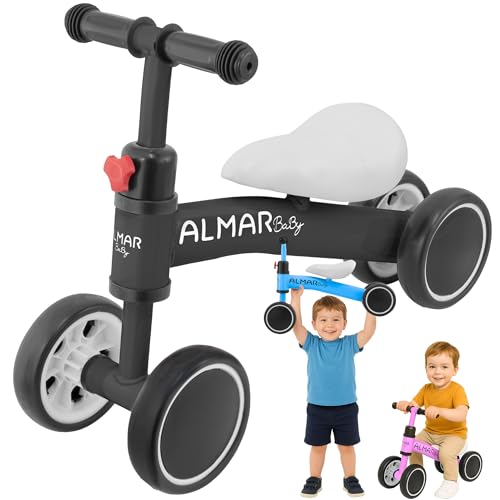 Almar Baby Bicicleta Negra sin Pedales para Bebes de 9 a 24 Meses Bici de Equilibrio para niños correpasillos Bebe