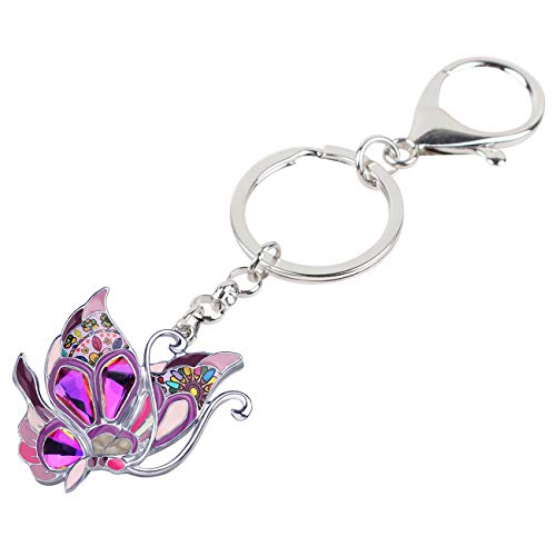 WEVENI Enamel Alloy Floral Butterfly Keychain Charms Gifts for Women Girls Wallet Bag Car Keys3