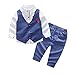 Fashion Baby Boys Gentleman Bowtie Formal Outfit Suits Tuxedo Vest Long Sleeve Shirt Pants Wedding (Blue, 4-5 Years)