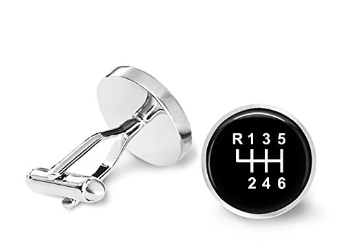 Six Speed Shift Knob Cufflinks Car Gear Shift Cuff Links