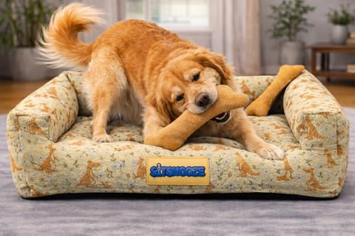 Image of SITSNOOZE Small Dog Bed (Up to 5kg) for Shih Tzu, Pomeranian, Chihuahua Puppies - Plush Soft Washable Bed, Orthopedic Cushion, Indoor Waterproof Anti-Slip Bottom Pet Mattress (Print 19, S)