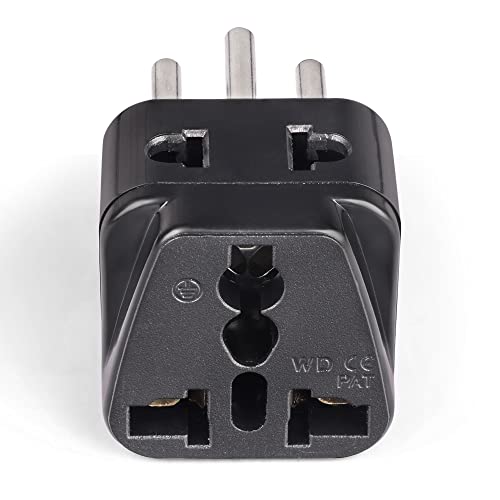 Image of OREI India to Switzerland, Rwanda, Liechtenstein (Type J) Travel Adapter Plug - 2 in 1 - CE Certified - RoHS Compliant - 2 Pack - Black Color (P21-11A-2PK)