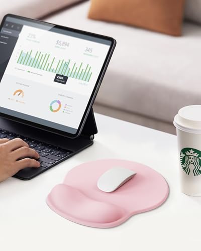 Image of Mouse Pad with Wrist Rest, Ergonomic Mouse Pads for Desk, Office Non-Slip Mousepad with Gel Wrist Support(Light Pink, 10.6''L x 9''W)