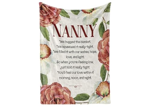 InnoBeta-Nanny-Gifts-from-Grandkids-Grandma-Gifts-for-Nanny-Nanny-Flannel-Throw-Blankets-on-Christmas-Mothers-Day-Birthday-50-x-65-Red-Flowers InnoBeta Nanny Gifts from Grandkids Grandma Gifts for Nanny Nanny Flannel Throw Blankets on Christmas Mothers Day Birthday 50 x 65 Red Flowers