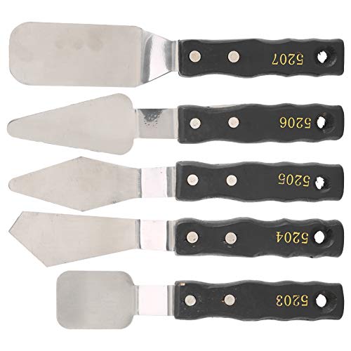 Palette Knives Set per Artisti, 5 Pezzi con Manico in Legno e Lama in Acciaio Inossidabile - Ideale per Pittura Acrilica e ad Olio