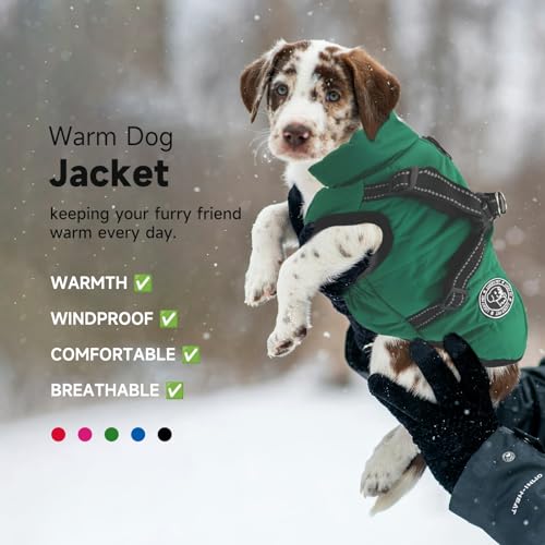 Wasserdichter Hundemantel mit Geschirr, Warmer Winter-Hundemantel, Hundejacke, Hundeweste für kleine und mittelgroße Hunde