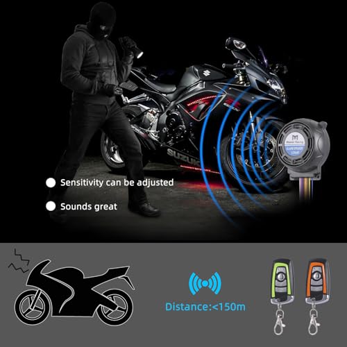 Rupse Motorcycle Remote Control Anti-Theft Alarm has Adjustable Sensitivity, Start and Stop Functions, and is Suitable for ATV, Off-Road Vehicles, Motorcycles and Scooters