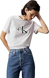 Calvin Klein Donna T-Shirt Maniche Corte Core Monologo Scollo Rotondo, Bianco (Bright White), M