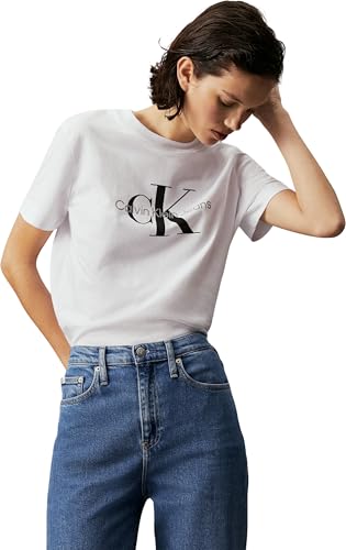 Calvin Klein Donna T-Shirt Maniche Corte Core Monologo Scollo...