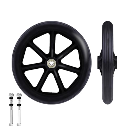 2 Piezas Rueda Delantera de la Silla de Ruedas, Ruedas Delanteras de Repuesto, se Suministra con dos Varillas Roscadas, para Sillas de Ruedas, Andadores, Sustitución de Ruedas (8 pulgadas)