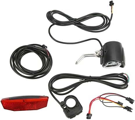 BuyWeek Electric Bike Headlight Tail Light Sets, 12V to 72V Electric Bike Front Rear Warning Lights with Switch and Cable