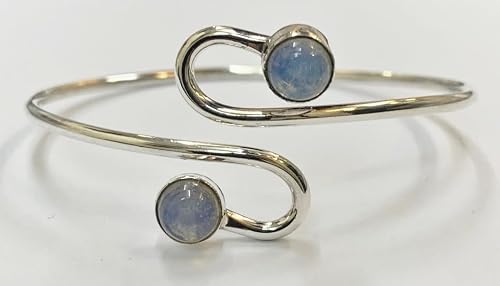 VIE Silver Plated Adjustable Serpentine Cuff Bangle, Opalite