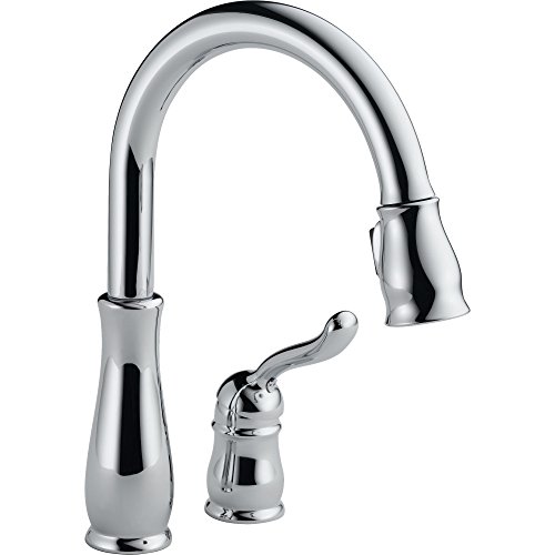 Delta Leland Chrome Kitchen Faucet with Pull Down Sprayer, Traditional Single Hole Kitchen Sink