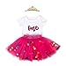 Baby Girls 1st Birthday Outfit Glitter One Romper Balls Skirt Crown Headband (Hot Pink01, 12-18Months)
