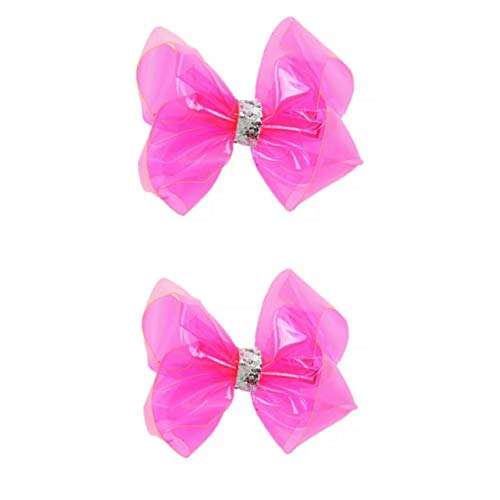 old 2Pcs Waterproof Jelly Hair Bow on Clip - Girls (A1-4" Hot pink bow - 2 pcs, 4 Inch Bow)
