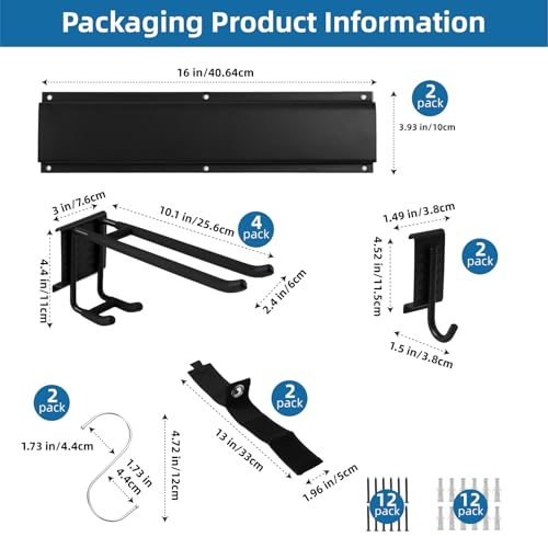 MHHO-WG Wandhalterung gartengeräte,32 Zoll garage tool organizer wall mount,skihalterung wand,Schwerlast Gerätehalter mit 6 wandhalterung+2S Haken für Gartengeräte,ski,Besen,rechen schaufel halterung