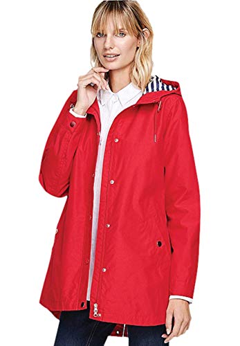 ellos Plus Size Snap-Front Hooded Raincoat