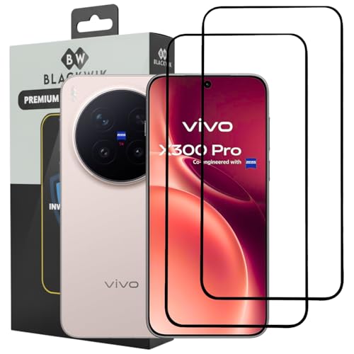 Image of Blackwik Tempered Glass Screen Protector for Vivo X300 Pro with Edge-To-Edge Protector Coverage | Easy Installation Kit (Black) (Pack Of 2)