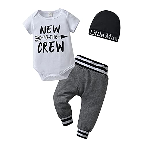 Image of KuKitty Newborn Infant Baby Boy Clothes Long Sleeve Romper + Pants + Hat 3PCS Outfits Set