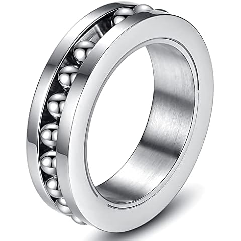 YWDREAM Anti Anxiety Ring for Men Fidget Rings for Anxiety Bead Spinner Rings Stainless Steel Stress Relief Ring (Anxiety Rings, 7) Cover