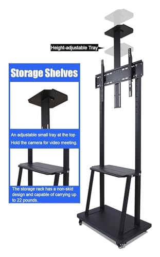 Soporte móvil para TV con ruedas ajustable, negro miniatura 5