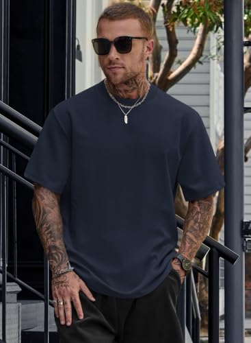 Image of Herberton Mens Oversized T-Shirts Heavyweight Stretch Thick Cotton Tee | 320GSM, Oversized, Heavyweight, Street, Cool, All Season, Stretch, Smooth, Wrinkle-Free, Drop Shoulder, Lasting Durability
