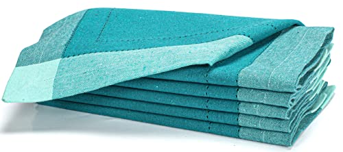 Farmhouse Cloth Napkin Set Of 6 100% Cotton Dinner Napkin Double Holes Size 20"X 20" Color Turquoise #TOP2