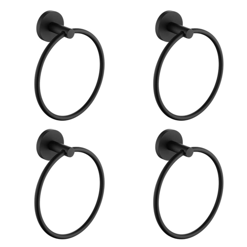Porte-serviettes noir en acier inoxydable et son lot de 4 accessoires chic pour salle de bain