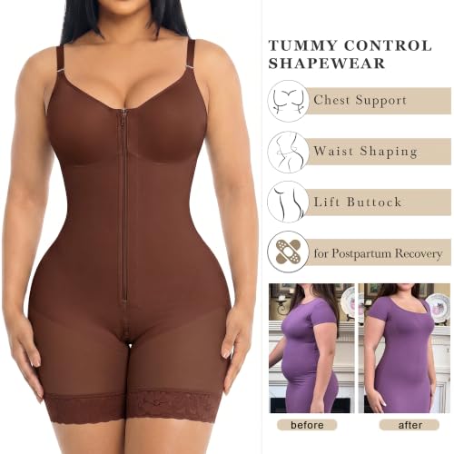 Image of YIANNA Fajas Colombianas Moldeadoras Postpartum Shapewear Tummy Control for Women Butt Lifter Body Shaper with Zipper Crotch